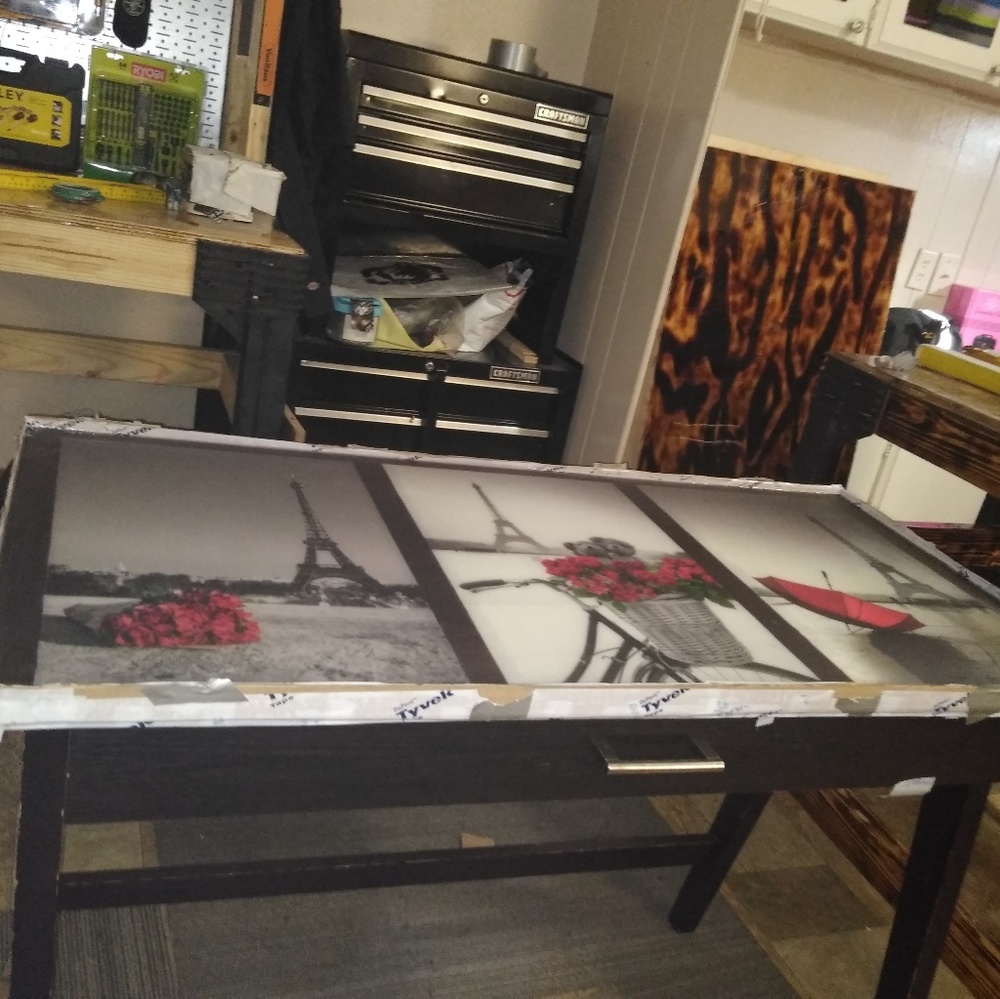Black and white paris top art desk